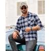 imageCOOFANDY Mens Flannel Long Sleeve Button Down Casual Plaid Shirt With PocketNavy White Plaid