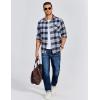 imageCOOFANDY Mens Flannel Long Sleeve Button Down Casual Plaid Shirt With PocketNavy White Plaid
