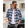 imageCOOFANDY Mens Flannel Long Sleeve Button Down Casual Plaid Shirt With PocketNavy White Plaid
