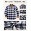 imageCOOFANDY Mens Flannel Long Sleeve Button Down Casual Plaid Shirt With PocketNavy White Plaid
