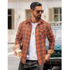 imageCOOFANDY Mens Flannel Long Sleeve Button Down Casual Plaid Shirt With PocketOrange Grey Plaid