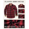 imageCOOFANDY Mens Flannel Long Sleeve Button Down Casual Plaid Shirt With PocketRed Black Plaid
