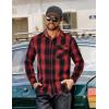 imageCOOFANDY Mens Flannel Long Sleeve Button Down Casual Plaid Shirt With PocketRed Black Plaid