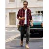 imageCOOFANDY Mens Flannel Long Sleeve Button Down Casual Plaid Shirt With PocketRed Black Plaid