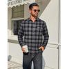 imageCOOFANDY Mens Flannel Plaid Shirts Long Sleeve Casual Button Down Cotton Shirt with PocketBlack Grey Plaid