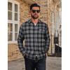 imageCOOFANDY Mens Flannel Plaid Shirts Long Sleeve Casual Button Down Cotton Shirt with PocketBlack Grey Plaid