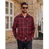 imageCOOFANDY Mens Flannel Plaid Shirts Long Sleeve Casual Button Down Cotton Shirt with PocketBlack Red Plaid
