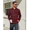 imageCOOFANDY Mens Flannel Plaid Shirts Long Sleeve Casual Button Down Cotton Shirt with PocketBlack Red Plaid