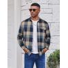 imageCOOFANDY Mens Flannel Plaid Shirts Long Sleeve Casual Button Down Cotton Shirt with PocketNavy Khaki Plaid
