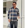 imageCOOFANDY Mens Flannel Plaid Shirts Long Sleeve Casual Button Down Cotton Shirt with PocketNavy Khaki Plaid