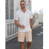 imageCOOFANDY Mens Linen Shorts 9 Elastic Waist Drawstring Casual Shorts Lightweight Summer Beach ShortsBeige