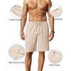 imageCOOFANDY Mens Linen Shorts 9 Elastic Waist Drawstring Casual Shorts Lightweight Summer Beach ShortsBeige