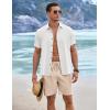 imageCOOFANDY Mens Linen Shorts 9 Elastic Waist Drawstring Casual Shorts Lightweight Summer Beach ShortsBeige