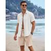 imageCOOFANDY Mens Linen Shorts 9 Elastic Waist Drawstring Casual Shorts Lightweight Summer Beach ShortsBeige