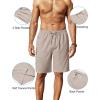 imageCOOFANDY Mens Linen Shorts 9 Elastic Waist Drawstring Casual Shorts Lightweight Summer Beach ShortsKhaki