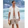 imageCOOFANDY Mens Linen Shorts 9 Elastic Waist Drawstring Casual Shorts Lightweight Summer Beach ShortsKhaki