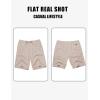 imageCOOFANDY Mens Linen Shorts 9 Elastic Waist Drawstring Casual Shorts Lightweight Summer Beach ShortsKhaki