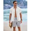 imageCOOFANDY Mens Linen Shorts 9 Elastic Waist Drawstring Casual Shorts Lightweight Summer Beach ShortsLight Grey