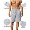 imageCOOFANDY Mens Linen Shorts 9 Elastic Waist Drawstring Casual Shorts Lightweight Summer Beach ShortsLight Grey