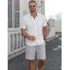 imageCOOFANDY Mens Linen Shorts 9 Elastic Waist Drawstring Casual Shorts Lightweight Summer Beach ShortsLight Grey