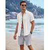 imageCOOFANDY Mens Linen Shorts 9 Elastic Waist Drawstring Casual Shorts Lightweight Summer Beach ShortsLight Grey
