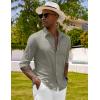 imageCOOFANDY Mens Long Sleeve Buttons Down Shirts Casual Button Up Shirts Beach Linen Shirt Untucked Dress ShirtLight Grey