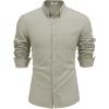 imageCOOFANDY Mens Long Sleeve Buttons Down Shirts Casual Button Up Shirts Beach Linen Shirt Untucked Dress ShirtLight Grey