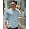 imageCOOFANDY Mens Long Sleeve Henley Shirts Stretch Ribbed TShirts Fashion Casual Basic TopsLight Blue