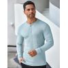 imageCOOFANDY Mens Long Sleeve Henley Shirts Stretch Ribbed TShirts Fashion Casual Basic TopsLight Blue
