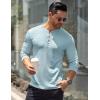 imageCOOFANDY Mens Long Sleeve Henley Shirts Stretch Ribbed TShirts Fashion Casual Basic TopsLight Blue