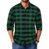 imageCOOFANDY Mens Casual Long Sleeve Button Up Plaid Flannel Shirt Jacket with PocketBuffalo Black Green