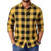 imageCOOFANDY Mens Casual Long Sleeve Button Up Plaid Flannel Shirt Jacket with PocketBuffalo Black Yellow