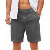 imageCOOFANDY Mens Casual Shorts Linen Flat Front Shorts Elastic Waist Summer Beach ShortsDark Grey