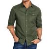 imageCOOFANDY Mens Flannel Long Sleeve Button Down Casual Plaid Shirt With PocketArmy Green