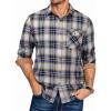 imageCOOFANDY Mens Flannel Long Sleeve Button Down Casual Plaid Shirt With PocketNavy White Beige Plaid