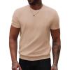 imageCOOFANDY Mens Knit TShirts Summer Waffle Shirts Vintage Shirts Short Sleeve Crew Neck Tee Shirt Casual Crochet TopKhaki