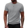 imageCOOFANDY Mens Knit TShirts Summer Waffle Shirts Vintage Shirts Short Sleeve Crew Neck Tee Shirt Casual Crochet TopLight Grey