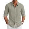imageCOOFANDY Mens Long Sleeve Buttons Down Shirts Casual Button Up Shirts Beach Linen Shirt Untucked Dress ShirtLight Grey