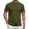 imageCOOFANDY Mens Mock Turtleneck Sweater Short Sleeve Casual Knitted TShirts Thermal Tops Solid Basic TeeDark Green