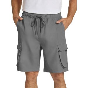imageCOOFANDY Mens Short Cargo Pants Casual Stretchy Shorts Work Utility Shorts with PocketsDark Grey