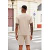 imageCOOFANDY Mens 2 Pieces Outfits Casual Quarter Zip Polo T Shirt and Shorts Set Athletic Jogging Summer TracksuitLight Khaki