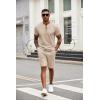 imageCOOFANDY Mens 2 Pieces Outfits Casual Quarter Zip Polo T Shirt and Shorts Set Athletic Jogging Summer TracksuitLight Khaki