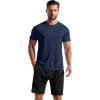 imageCOOFANDY Mens 3 Pack Workout T Shirts Short Sleeve Gym Bodybuilding Muscle Shirt Base Layer Fitness Tee TopsNblackNavy BlueArmy Green