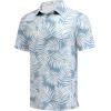 imageCOOFANDY Mens Golf Polo Shirts Short Sleeve Quick Dry Performance Moisture Wicking Golf Shirts Casual Print Collared ShirtBlue White Leaf