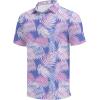 imageCOOFANDY Mens Golf Polo Shirts Short Sleeve Quick Dry Performance Moisture Wicking Golf Shirts Casual Print Collared ShirtLight Blue Leaf