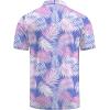 imageCOOFANDY Mens Golf Polo Shirts Short Sleeve Quick Dry Performance Moisture Wicking Golf Shirts Casual Print Collared ShirtLight Blue Leaf