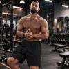 imageCOOFANDY Mens Gym Athletic Shorts with Zipper Pockets Quick Dry 7 Workout Running Training ShortsBlack