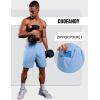 imageCOOFANDY Mens Gym Athletic Shorts with Zipper Pockets Quick Dry 7 Workout Running Training ShortsLight Blue