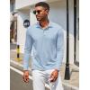 imageCOOFANDY Mens Polo Shirt Long Sleeve Moisture Wicking Golf Shirts Sun Protection Collared Work ShirtsLight Blue