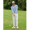 imageCOOFANDY Mens Polo Shirt Long Sleeve Moisture Wicking Golf Shirts Sun Protection Collared Work ShirtsLight Blue